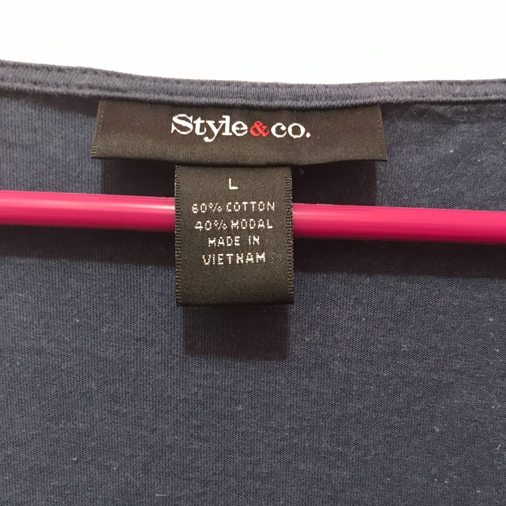 Style & Co Navy Ribbed Tank Top - Picture 4 of 6